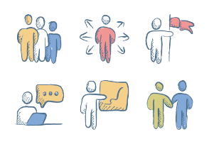 business peoples hand drawn color flat icons