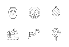 China icons. Linear. Outline