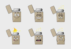 Cigarette Lighter Cartoon Emojis