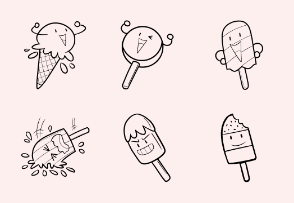 Cute Ice Creams Outlined