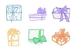 Doodle Sketch Christmas Gift Boxes