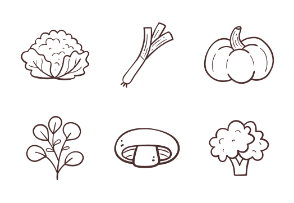 Doodle Vegetables and Mushrooms