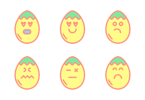 Egg Emoticon -Filled Line