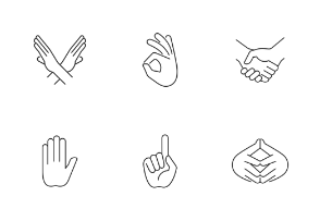 Hand gestures set. Linear. Outline