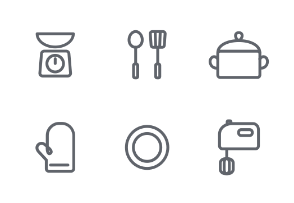 Kitchen and cooking line icons