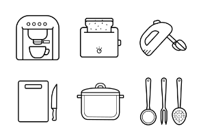 Kitchen appliances. Linear. Outline