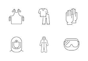 Medical PPE icons. Linear. Outline