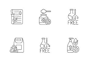 Natural cosmetics label icons. Linear. Outline