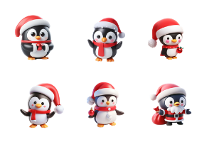 3D Penguin Santa Characters