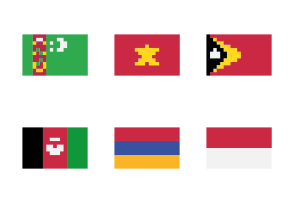 Pixel Art Asian Country Flags