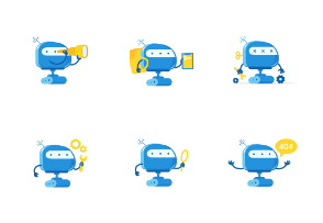 Robot mascot character.