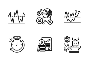 Set of Finance Chart  Out Line Icons. Money Management.