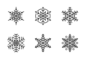 Snowflake Thin Line Vector Set