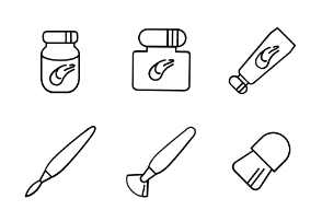 Stuff for painting and art in line style