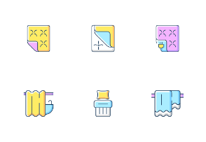 Textile products icons. Color. Filled