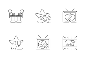 TV show icons. Linear. Outline