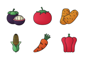 Vegetable and Fruit (Filled Line Gradient)